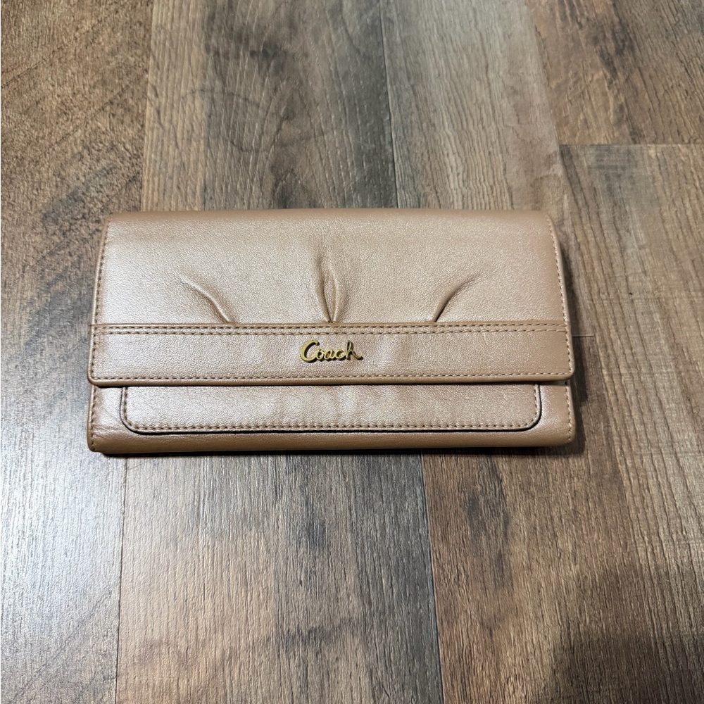 Coach Ashley Metallic Gold Leather Wallet